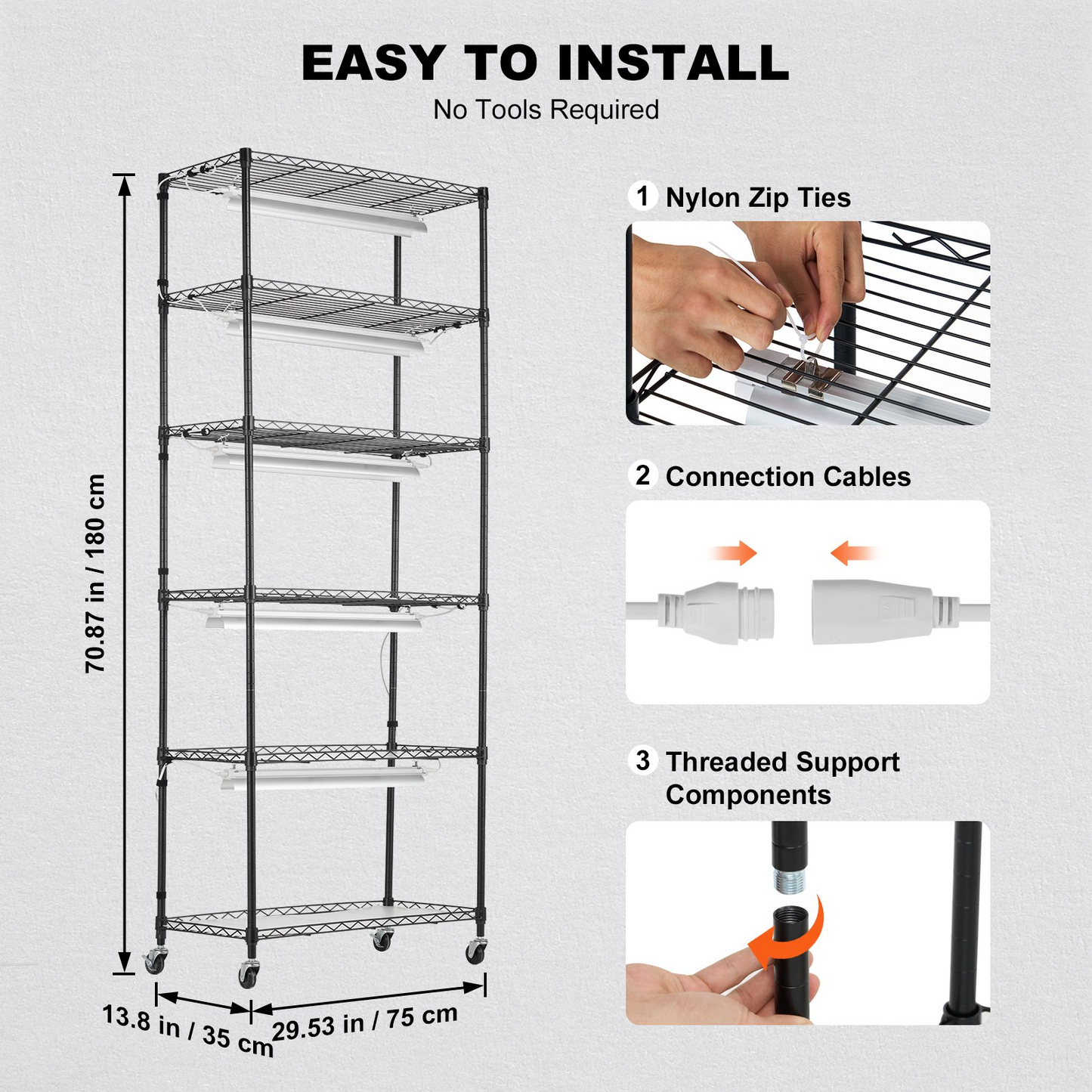 6-Tier DIY Plant Stand with Grow Lights – 192W Indoor Garden Shelf, 70.9" Tall, Adjustable Timer, Heavy Duty Construction for Home Gardeners