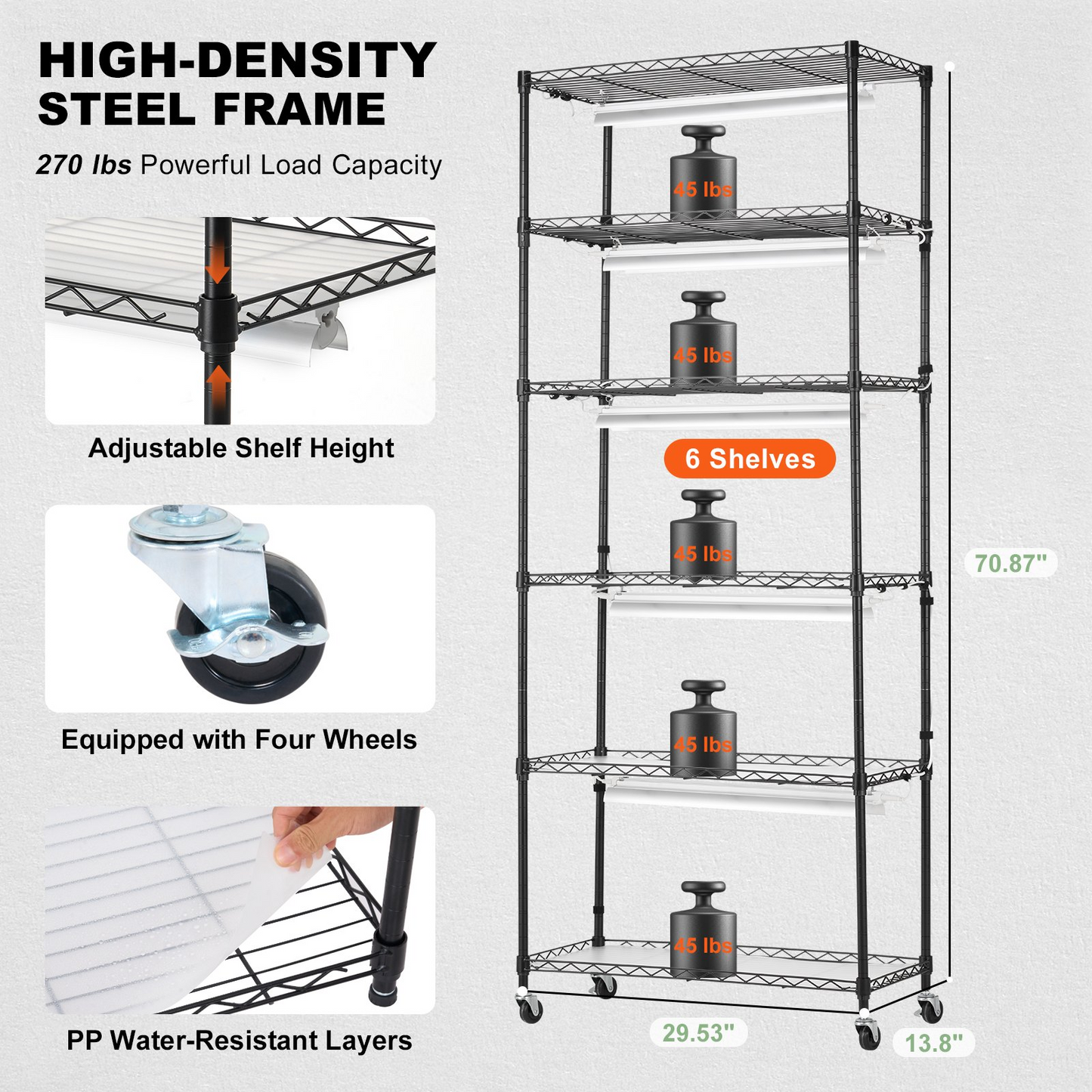 6-Tier DIY Plant Stand with Grow Lights – 192W Indoor Garden Shelf, 70.9" Tall, Adjustable Timer, Heavy Duty Construction for Home Gardeners