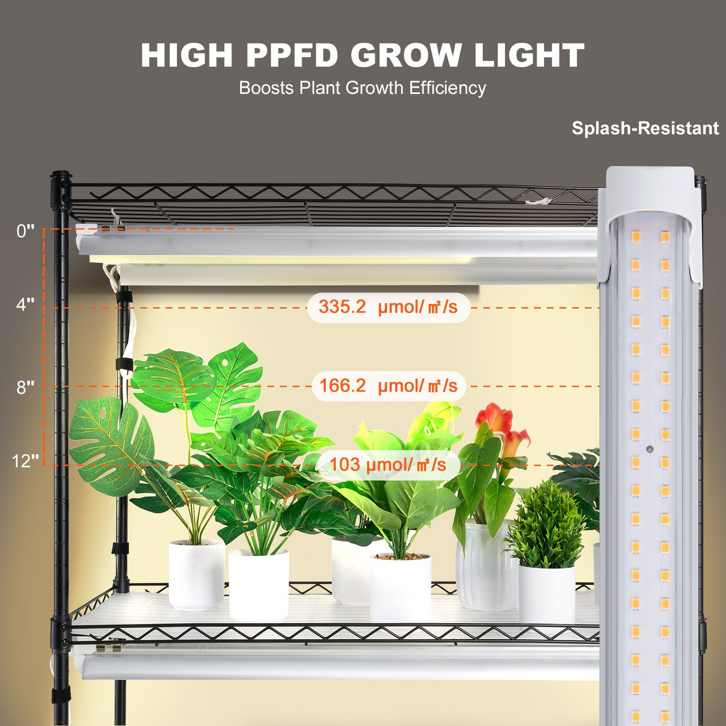 4-Tier Plant Stand with Grow Lights, 180W, 59.1" Tall Indoor Plant Grow Shelf with Mechanical Timer, Iron Q235, Black, 330 lbs Capacity