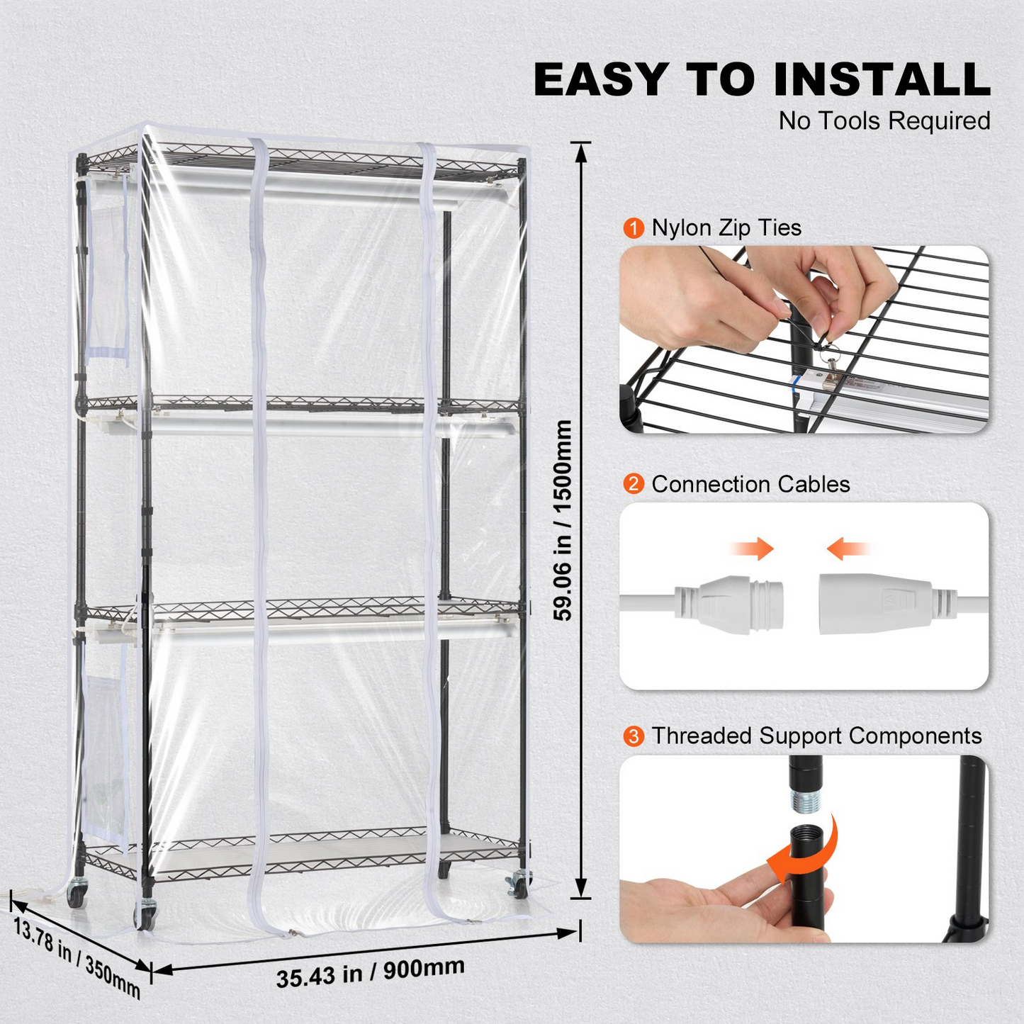 4-Tier Plant Stand with 180W Grow Lights - 59.1" Tall Indoor Plant Grow Shelf with Mechanical Timer, Sturdy Iron Q235 Structure, Black