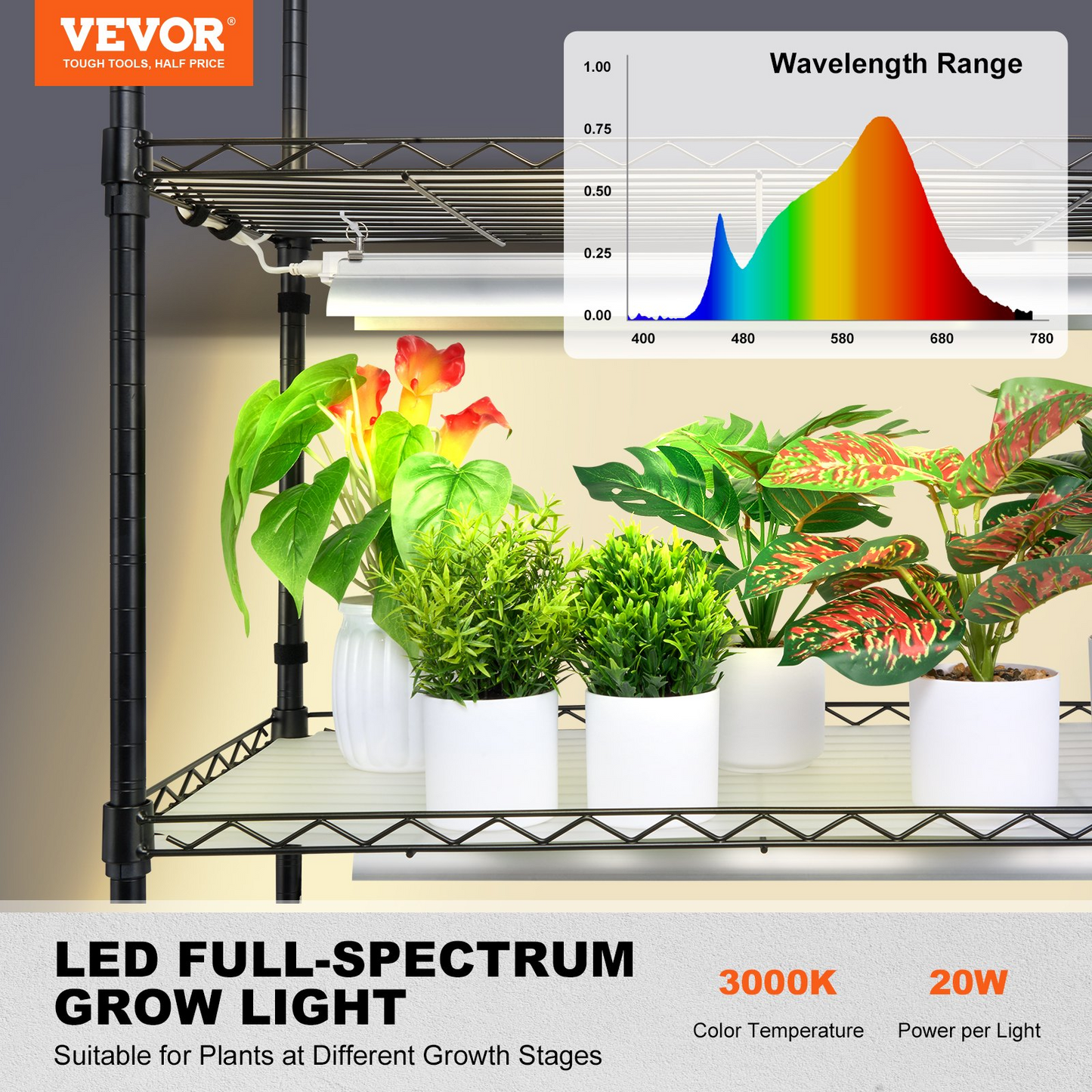 6-Tier Plant Stand with 200W Grow Light - Perfect for Indoor Plant Growing