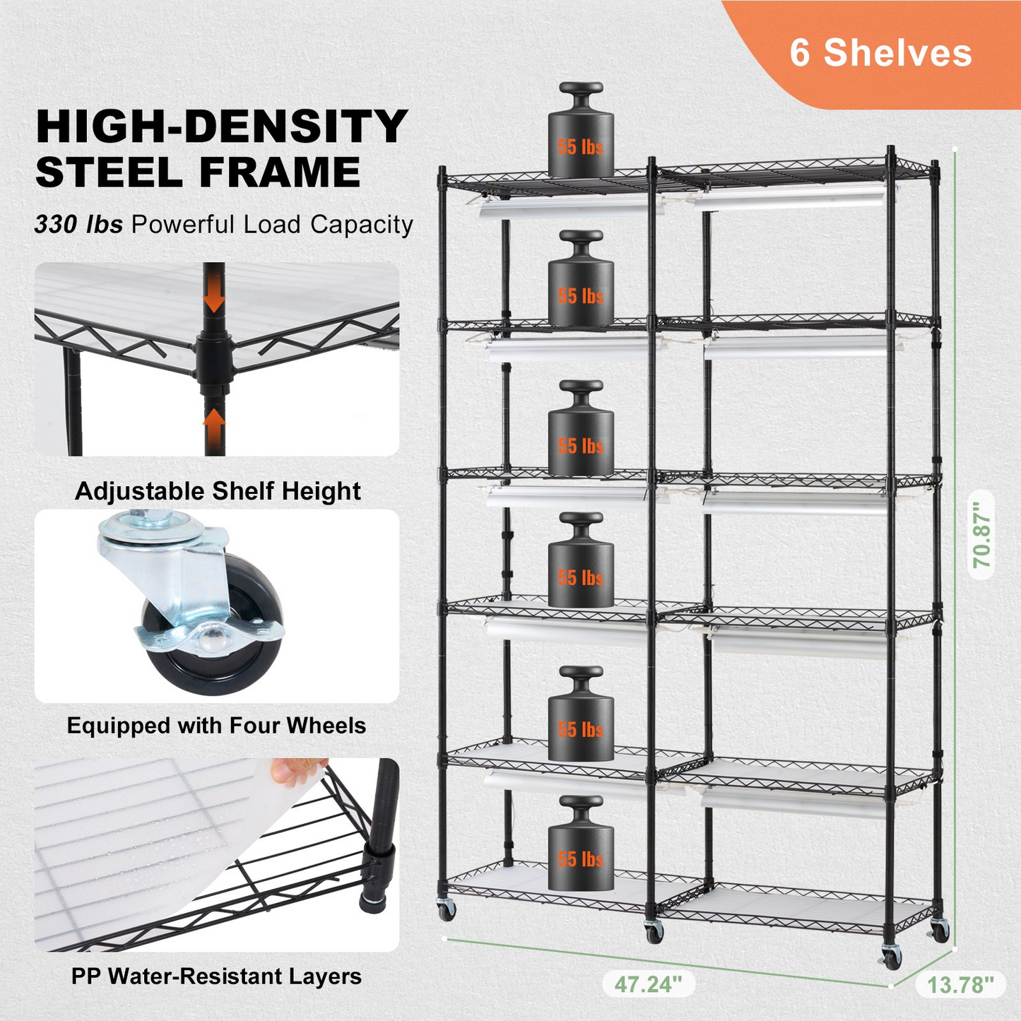 6-Tier Plant Stand with 200W Grow Light - Perfect for Indoor Plant Growing