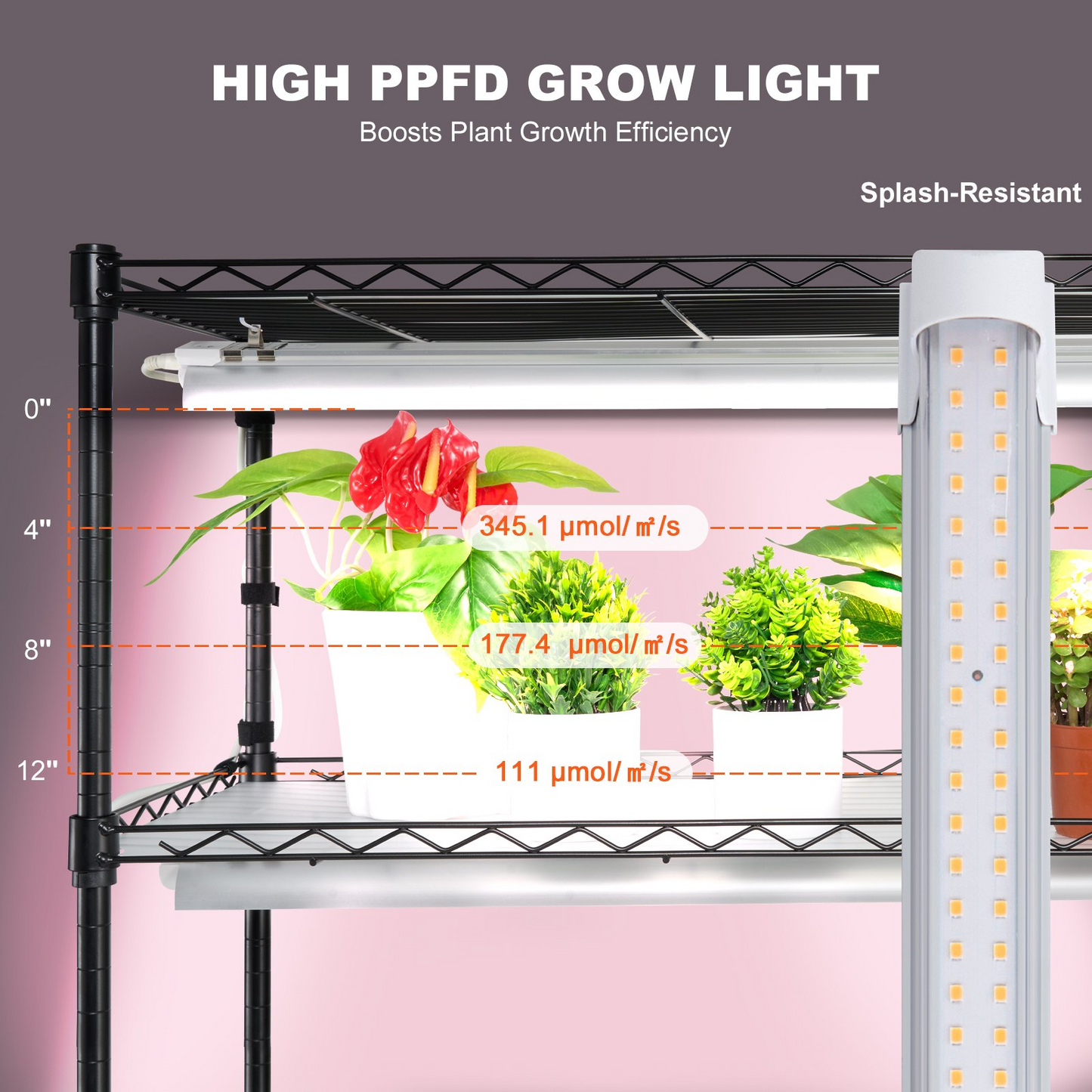 VEVOR 6-Tier Plant Stand with Grow Light, 180W, 70.9" Indoor Plant Grow Shelf