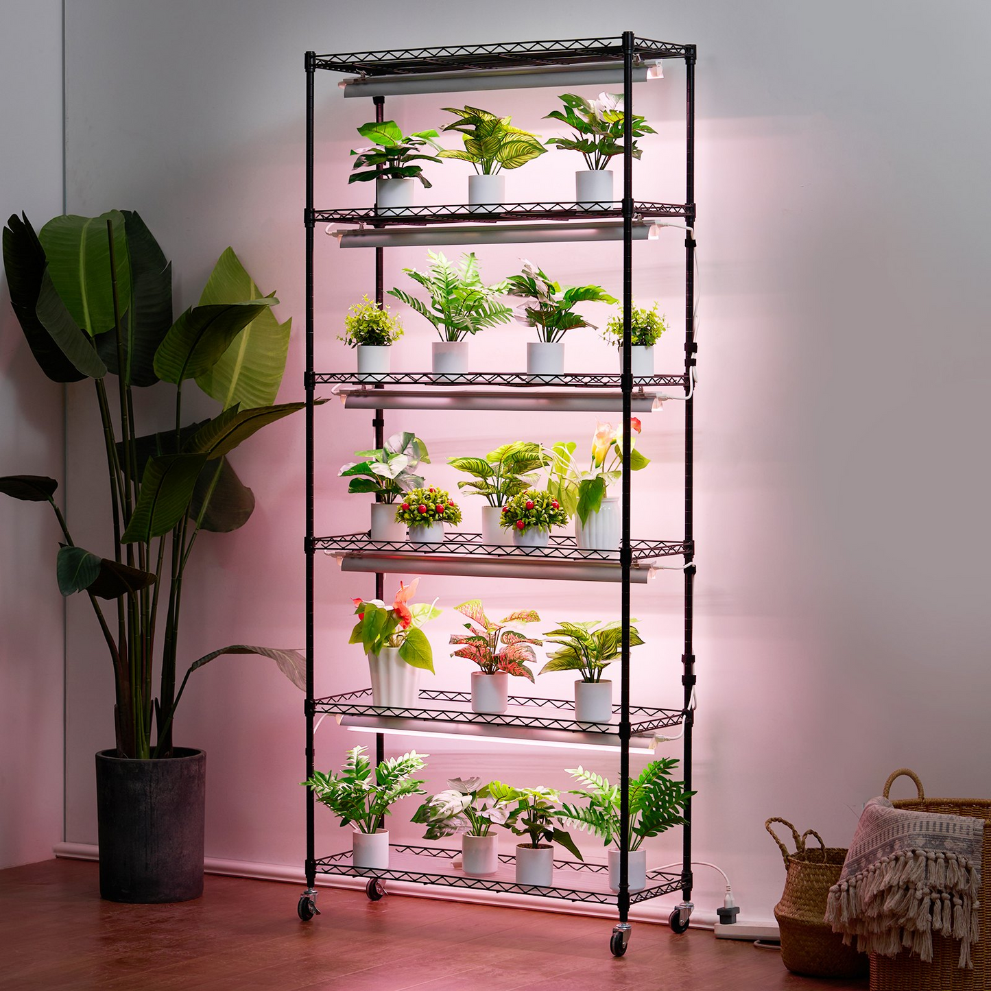 VEVOR 6-Tier Plant Stand with Grow Lights, 120W, 70.9" Tall Shelf for Indoor Gardening