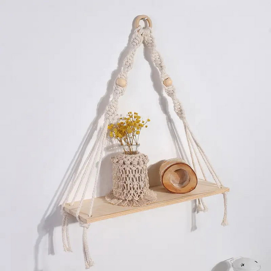 Handwoven Cotton Rope Wall Tapestry Plant Holder - Bohemian Macrame Hanging Planter