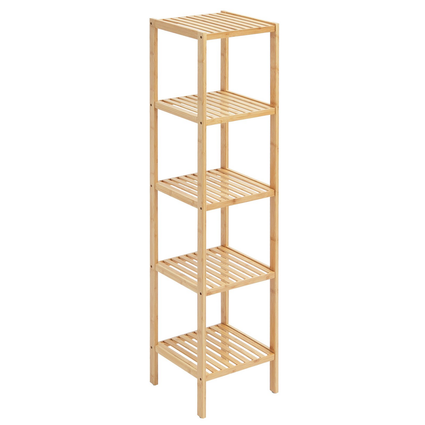 5-Tier Bamboo Ladder Corner Bookshelf - Narrow Shelf Plant Stand