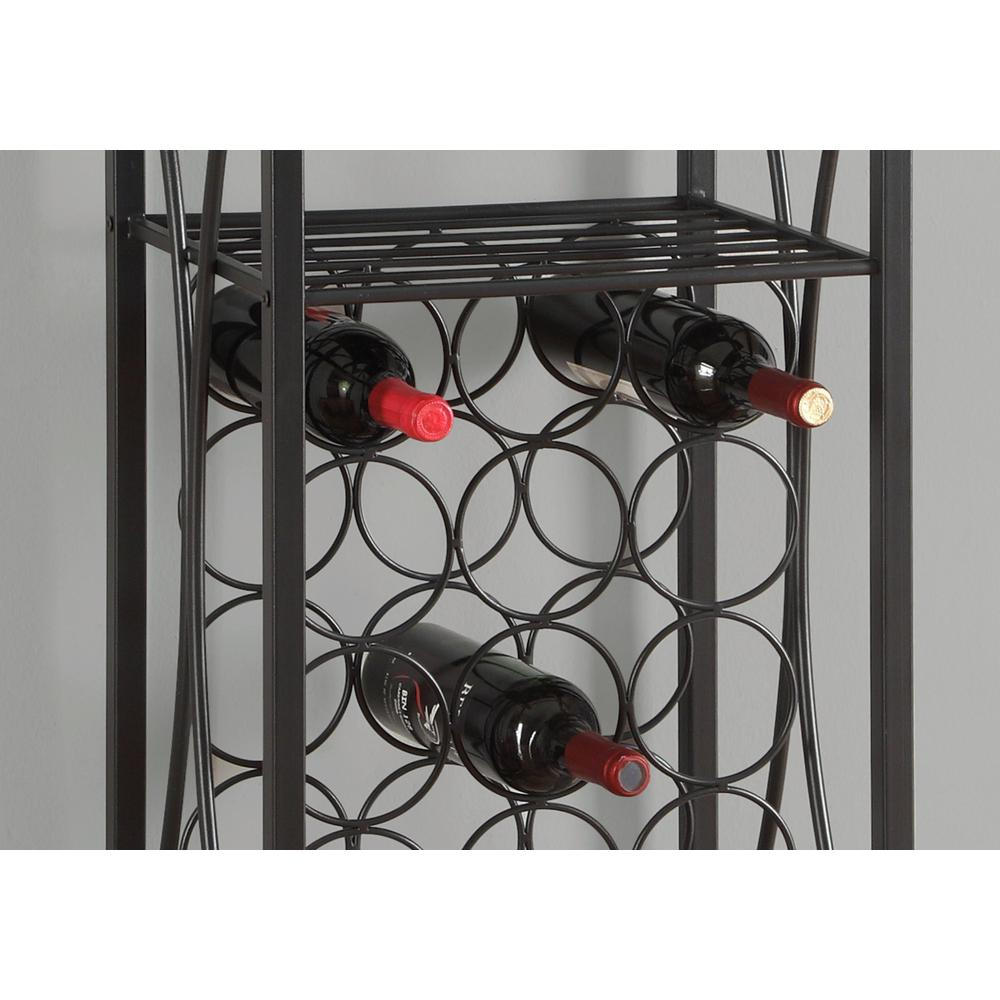 Elegant Home Bar Wine Rack - Black Metal, Transitional Style | Holds 15 Bottles & 6 Glasses