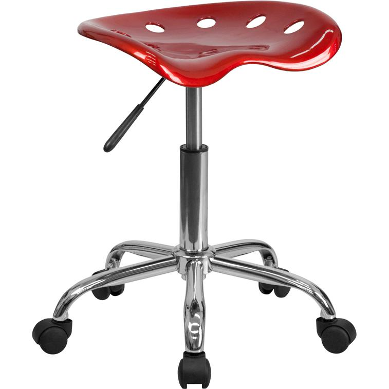 Vibrant Wine Red Tractor Seat and Chrome Stool - Stylish & Comfortable Seating Solution