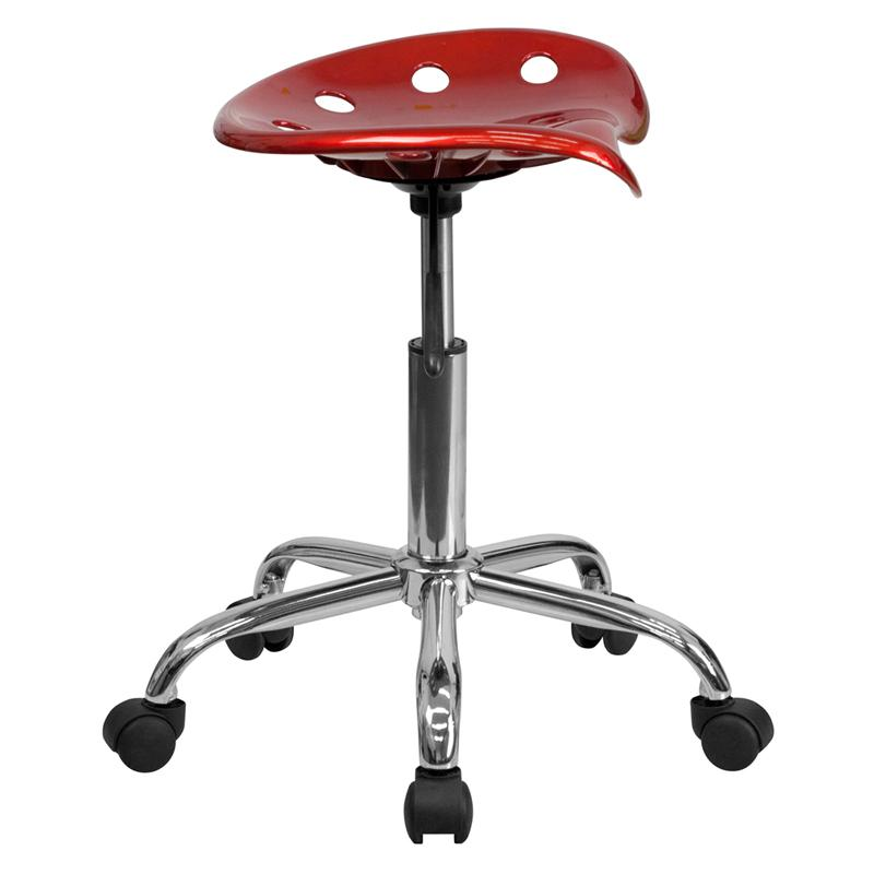 Vibrant Wine Red Tractor Seat and Chrome Stool - Stylish & Comfortable Seating Solution