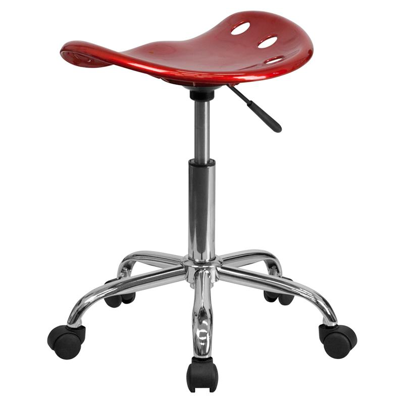 Vibrant Wine Red Tractor Seat and Chrome Stool - Stylish & Comfortable Seating Solution