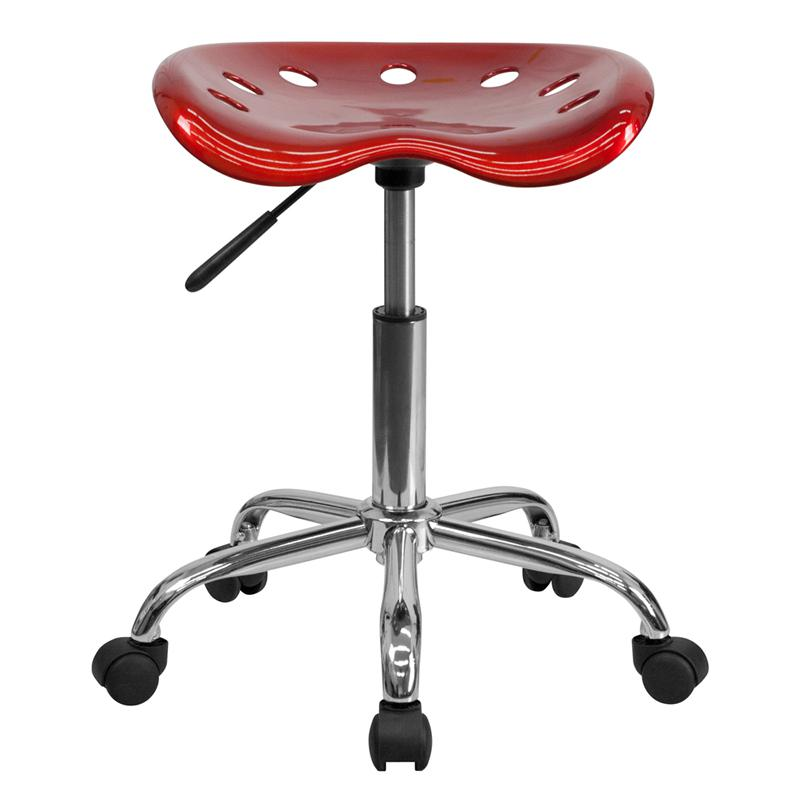 Vibrant Wine Red Tractor Seat and Chrome Stool - Stylish & Comfortable Seating Solution