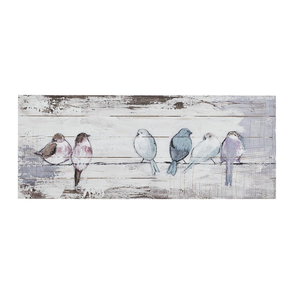 Madison Park Perched Birds Hand Painted Wood Plank Panel Wall Decor