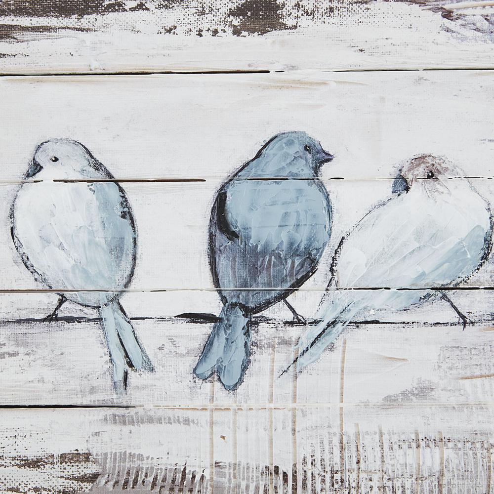 Madison Park Perched Birds Hand Painted Wood Plank Panel Wall Decor