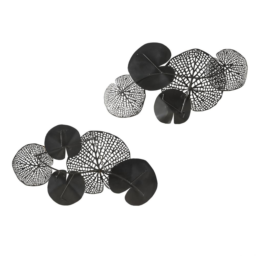 Multi-colored Lily Pad Leaves 2-piece Metal Wall Decor Set - Coastal-inspired Charm