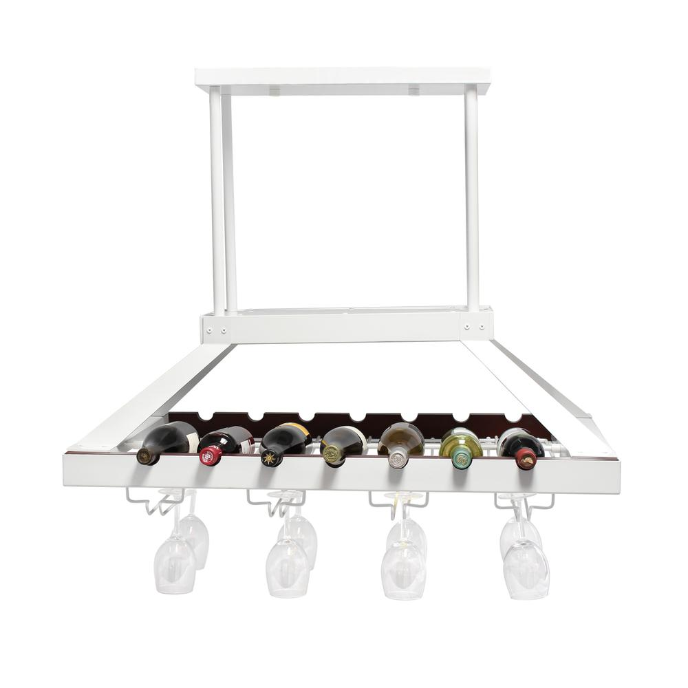 Elegant 2 Light LED Overhead Wine Rack in White - Modern Wine Storage Solution