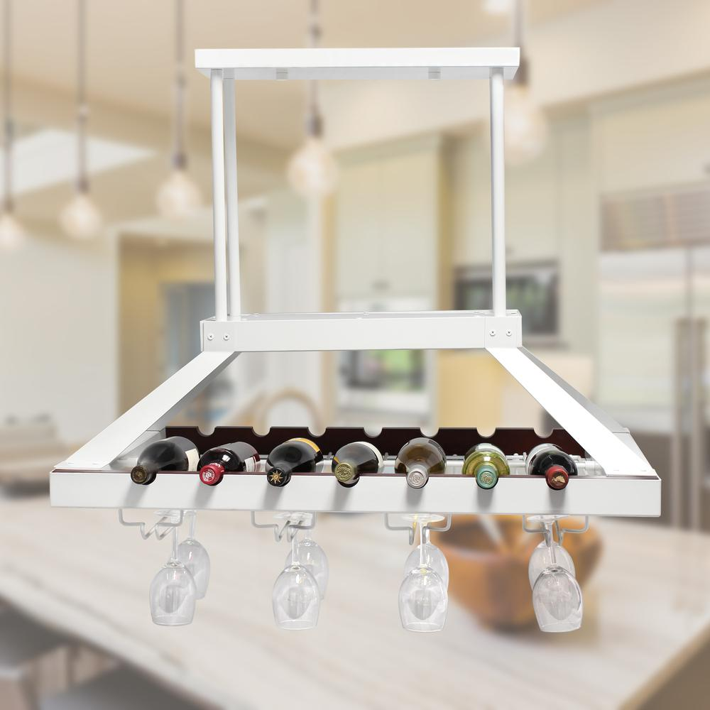 Elegant 2 Light LED Overhead Wine Rack in White - Modern Wine Storage Solution