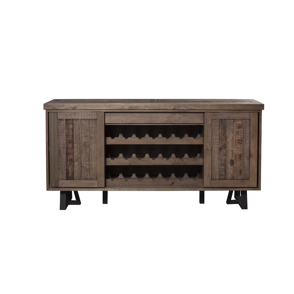 Prairie Sideboard with Wine Holder, Natural/Black - Rustic Elegance for Your Dining Room