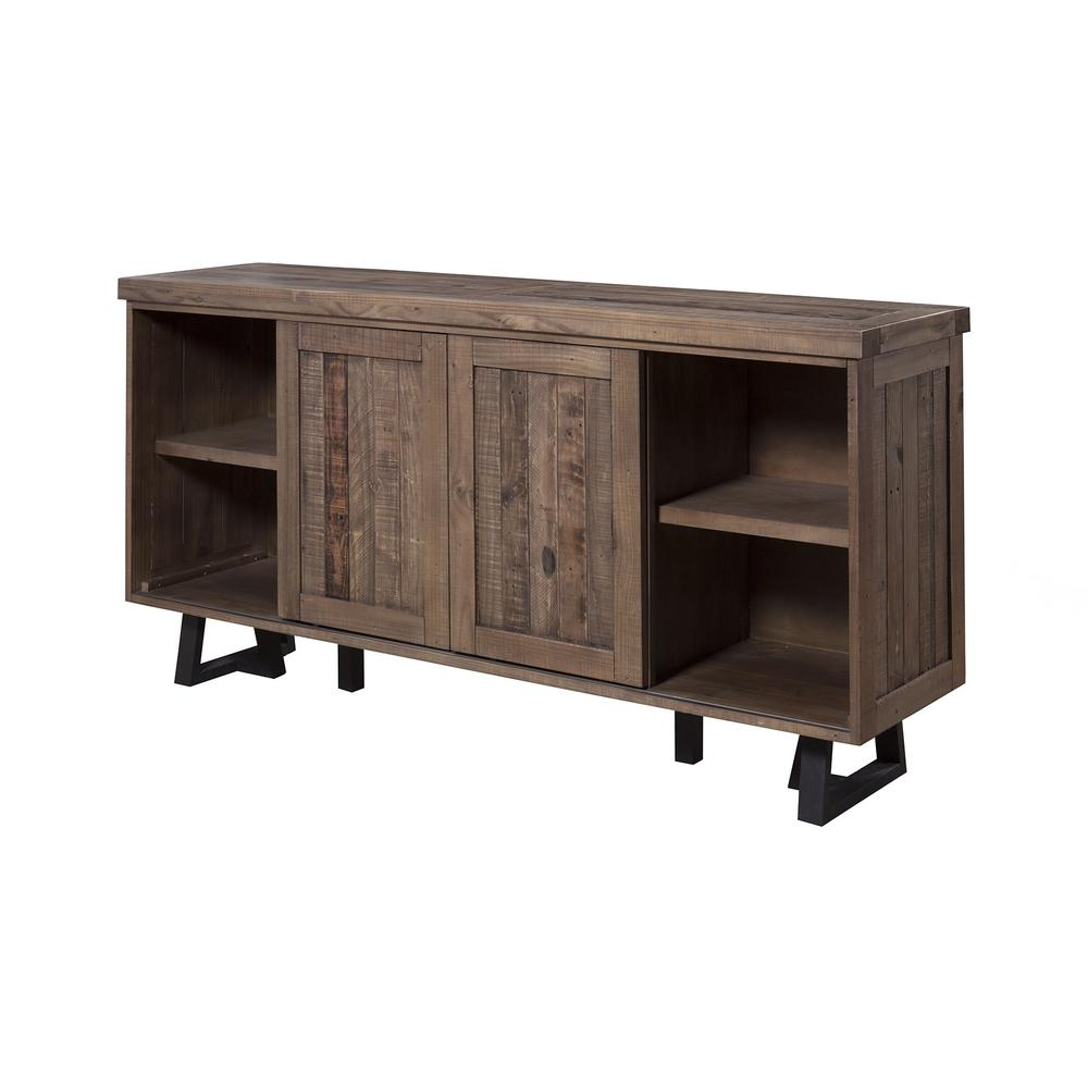 Prairie Sideboard with Wine Holder, Natural/Black - Rustic Elegance for Your Dining Room