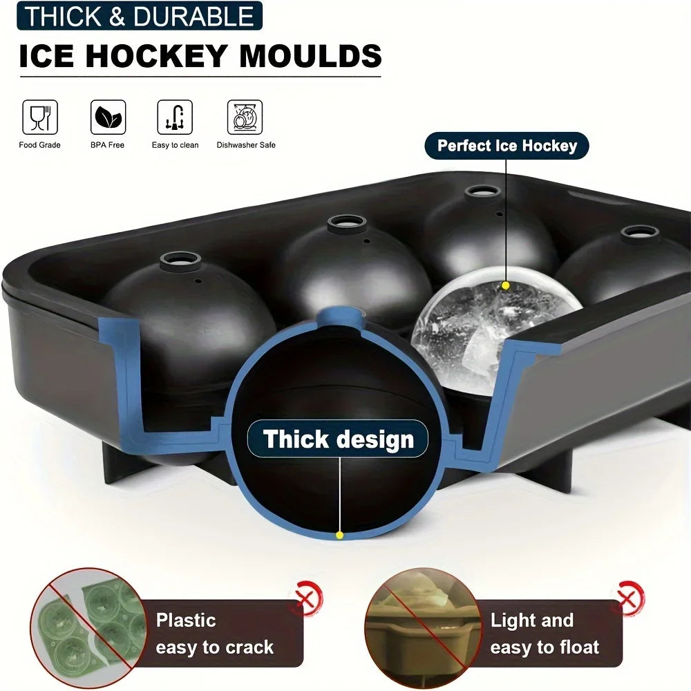 6-Grid Silicone Ice Cube Mold Tray - DIY Ice Maker for Freezer & Cocktails