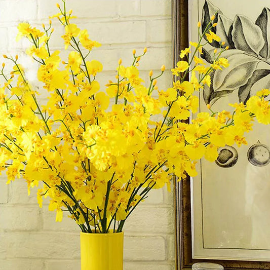 Yellow Artificial Dancing Orchid - Elegant Faux Flowers for Home & Wedding Décor