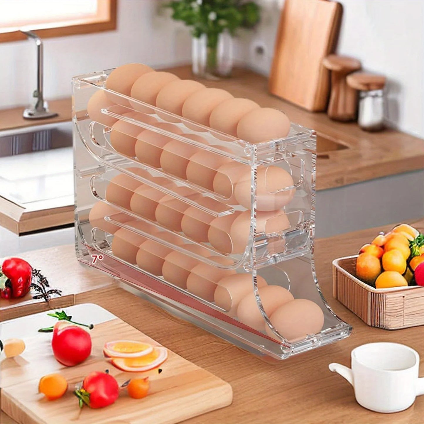 4-Tier Acrylic Egg Holder – High Capacity, Durable, and Transparent Storage Organizer for Fridge