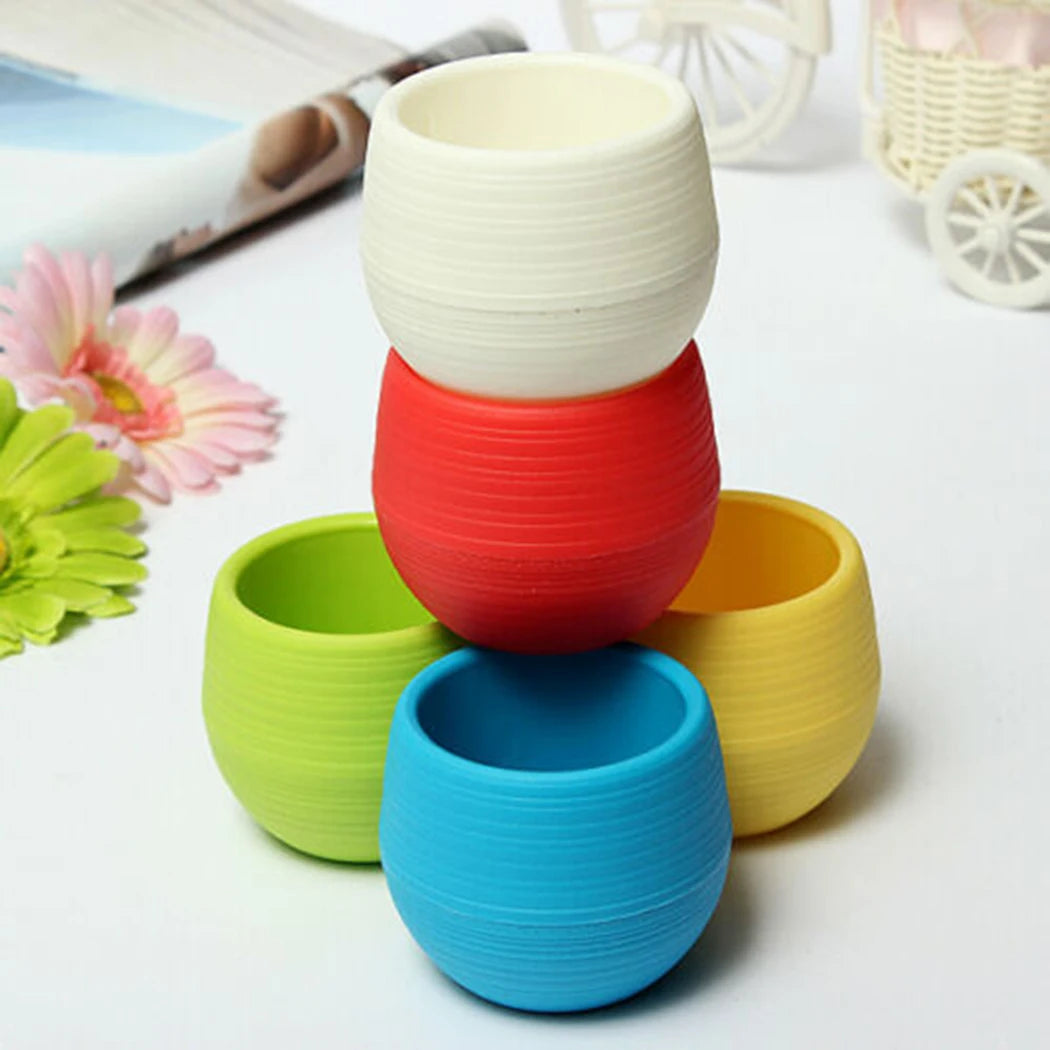 10pcs Mini Plastic Flower Pot Round Succulent Pot Small Flower Plant Planter Colorful Nursery Box Trays Transplant Flower Pots