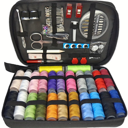 67/128pcs Sewing Kit with Accessories - 24-Color Threads, Needles, Scissors & Tools