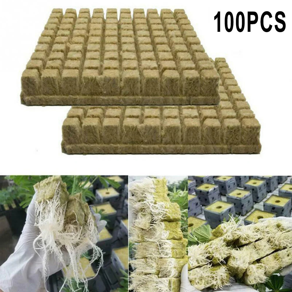 50/100pcs 25x25x40mm Stonewool Hydroponic Grow Media Cubes - Soilless Rock Wool Plant Substrate