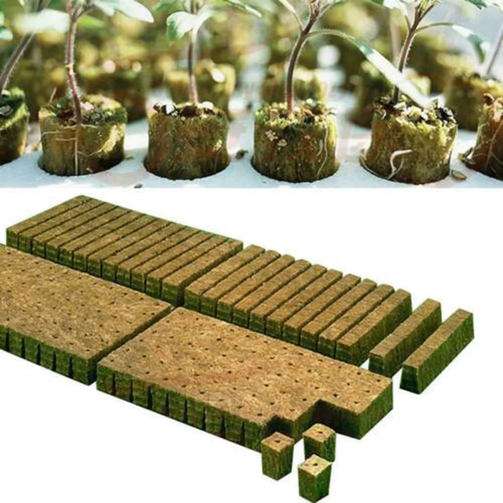 50/100pcs 25x25x40mm Stonewool Hydroponic Grow Media Cubes - Soilless Rock Wool Plant Substrate