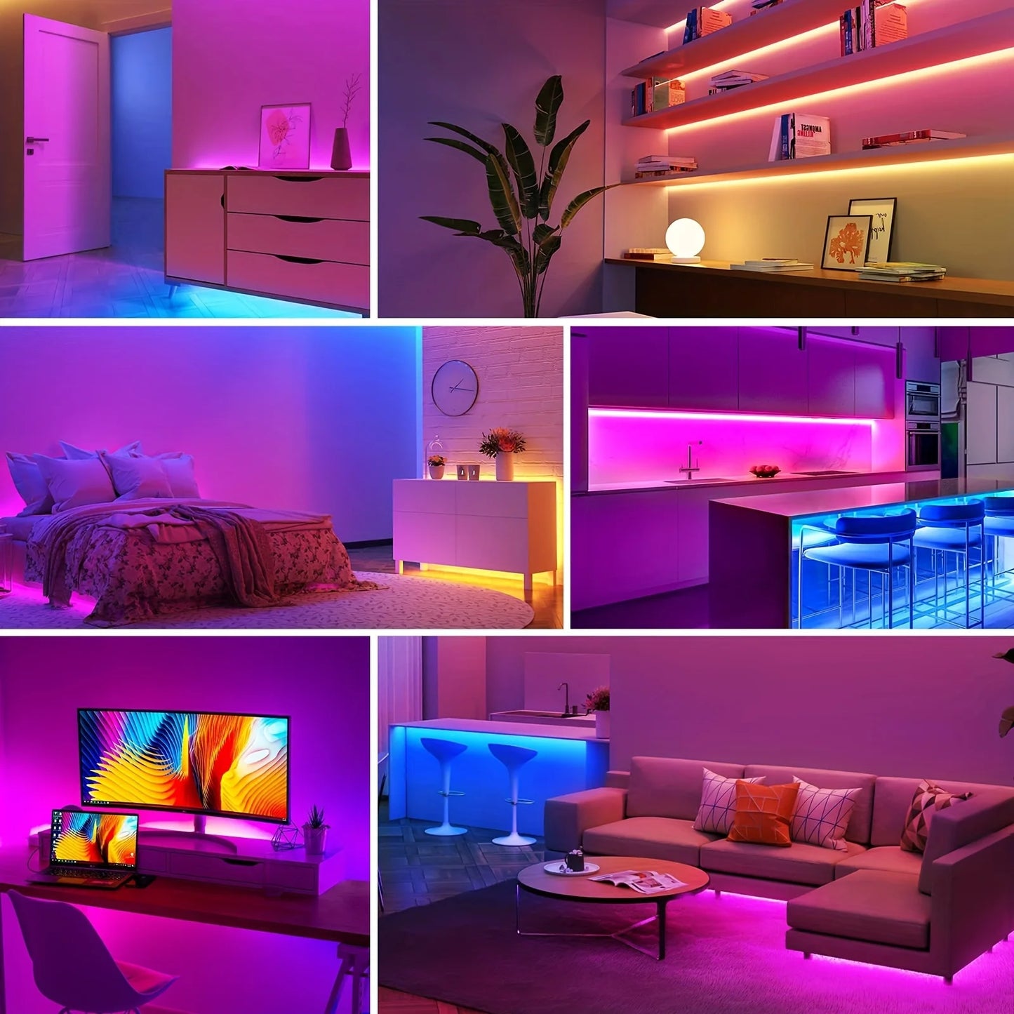 30 LEDs/m RGB LED Strip Light with Bluetooth & APP Control – Home Decoration and Ambient Lighting Kit