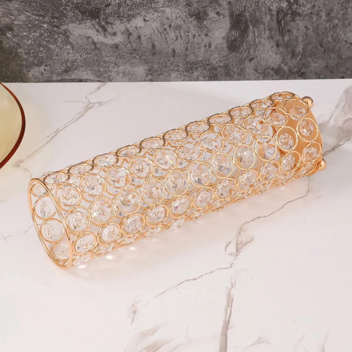 Elegant Crystal Gold Flower Vase - Centerpiece for Dining Table and Home Décor