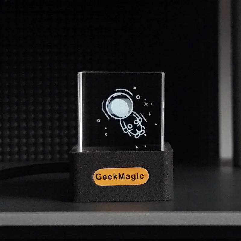 GeekMagic GIFTV Crystal Holographic Smart Weather Station - Desktop Decoration with GIF Animation & Photo Album