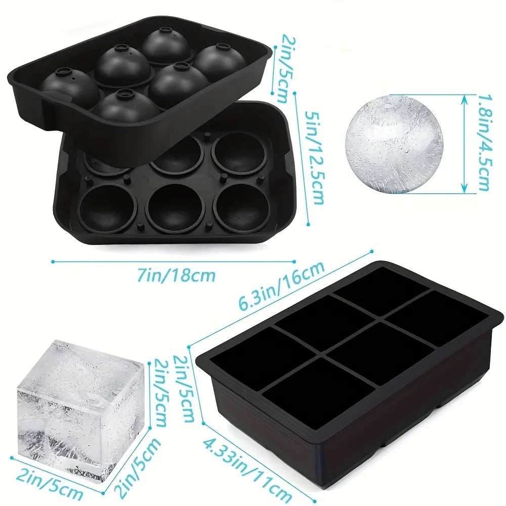 6-Grid Silicone Ice Cube Mold Tray - DIY Ice Maker for Freezer & Cocktails