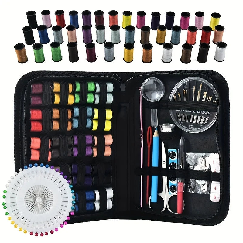 67/128pcs Sewing Kit with Accessories - 24-Color Threads, Needles, Scissors & Tools