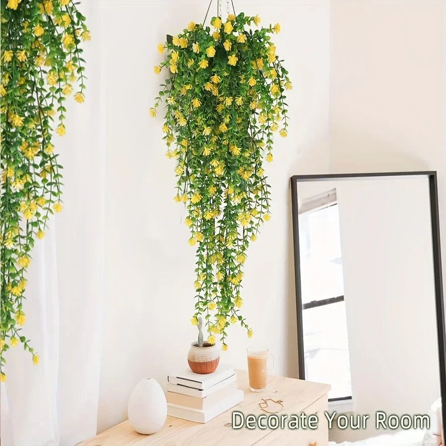 3pcs Artificial Hanging Plants - Faux Eucalyptus Greenery Vine for Indoor and Outdoor Decor