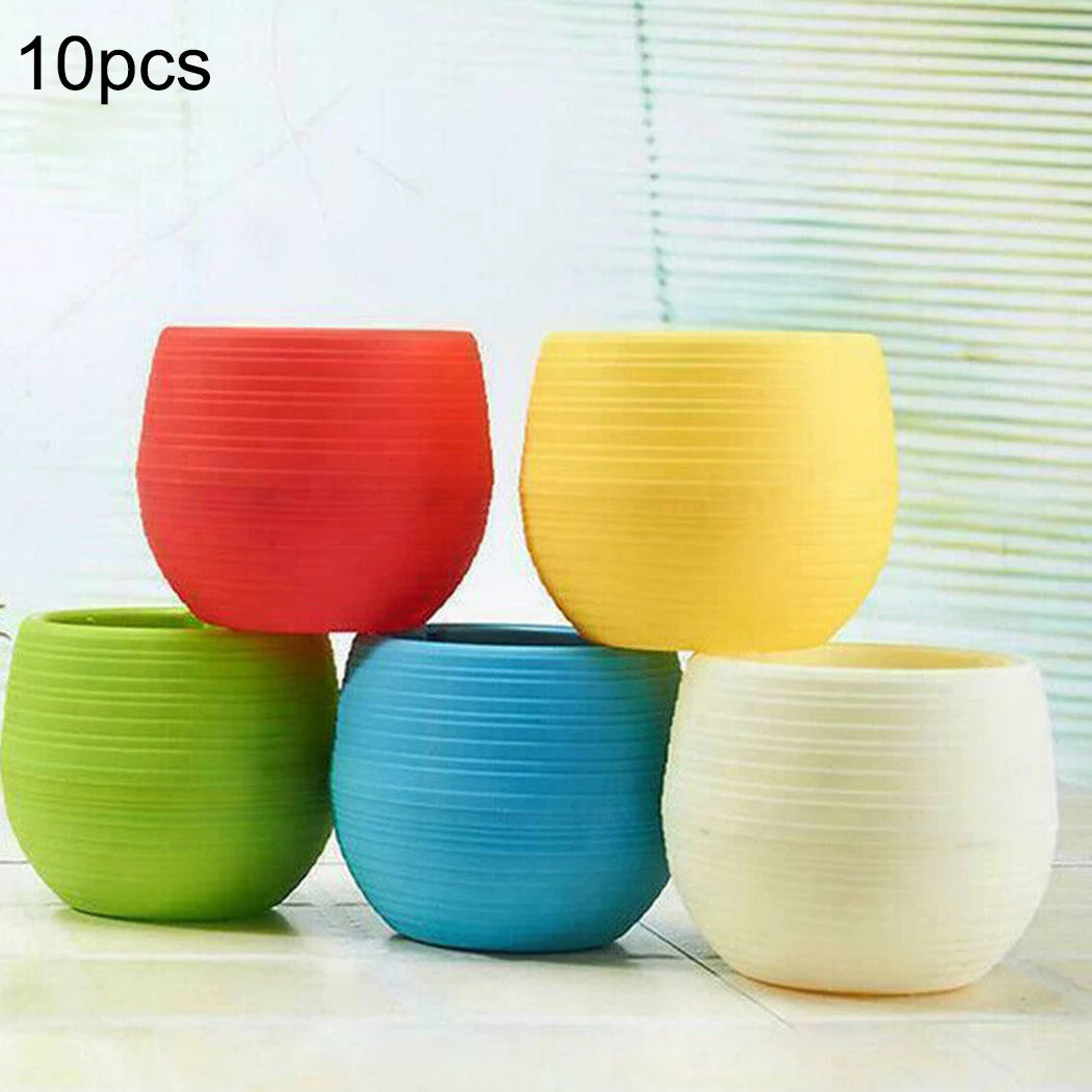 10pcs Mini Plastic Flower Pot Round Succulent Pot Small Flower Plant Planter Colorful Nursery Box Trays Transplant Flower Pots