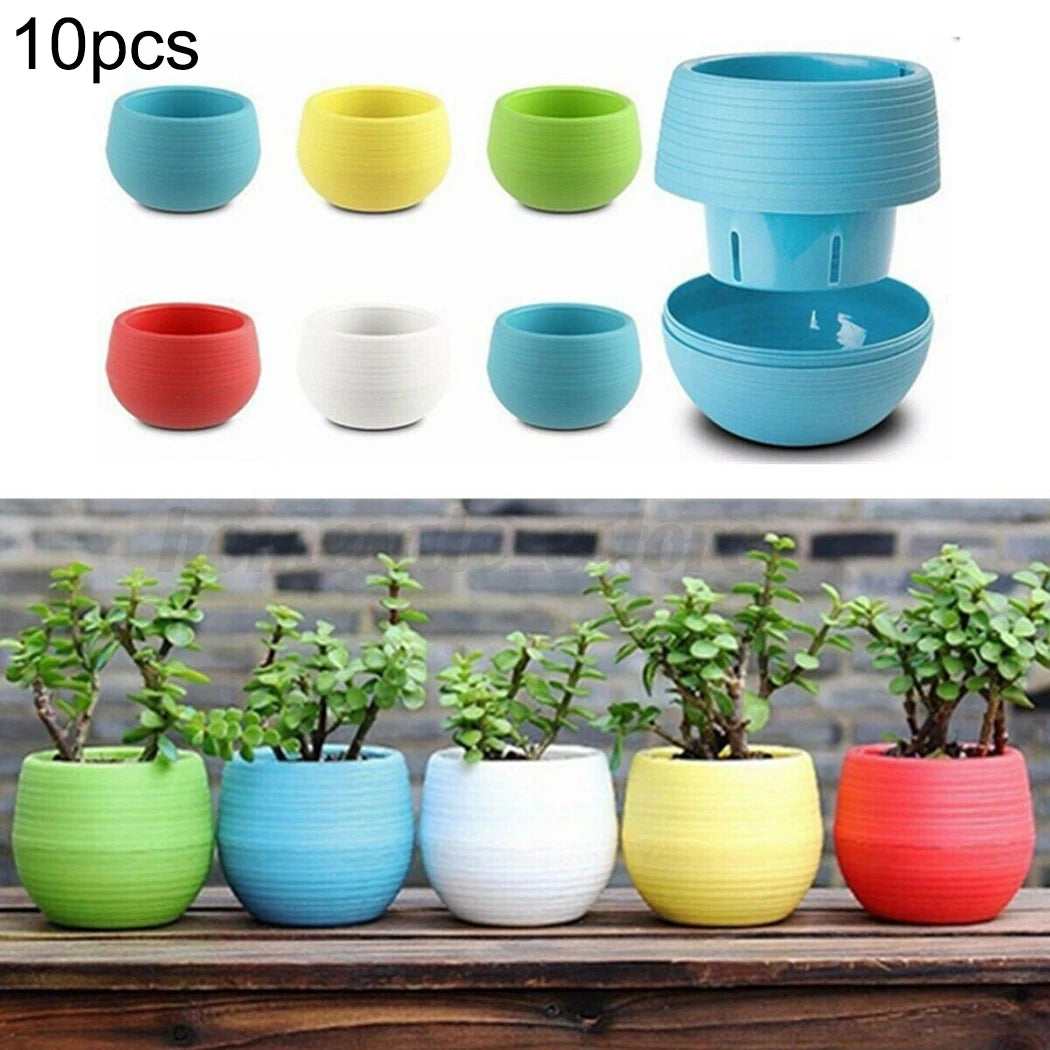 10pcs Mini Plastic Flower Pot Round Succulent Pot Small Flower Plant Planter Colorful Nursery Box Trays Transplant Flower Pots