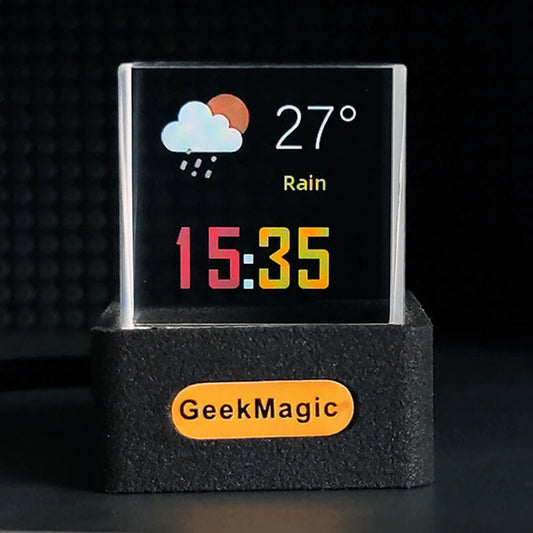 GeekMagic GIFTV Crystal Holographic Smart Weather Station - Desktop Decoration with GIF Animation & Photo Album