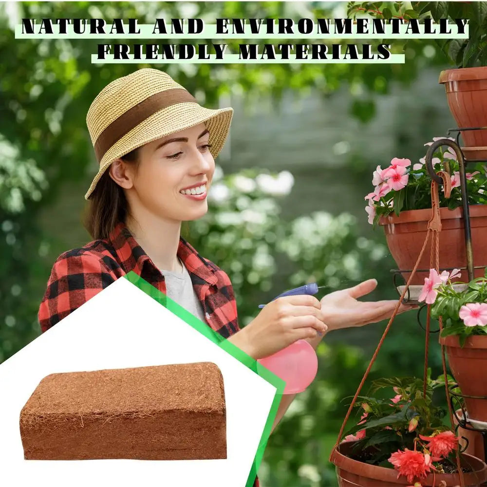 Coco Coir Brick - Compressed Coco Peat Potting Soil for Garden & Plants