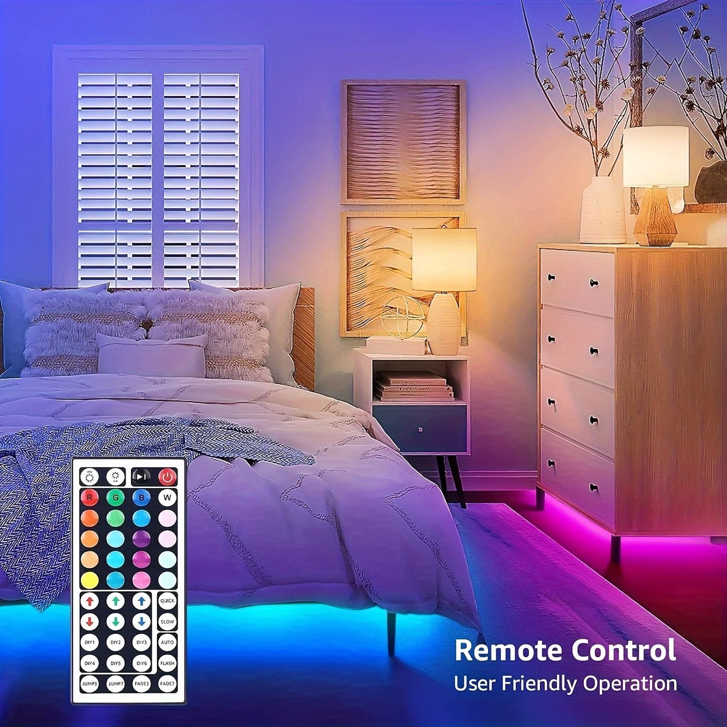 30 LEDs/m RGB LED Strip Light with Bluetooth & APP Control – Home Decoration and Ambient Lighting Kit