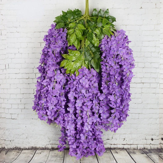 12pcs Artificial Wisteria Silk Flower Vines - Wedding Arch and Wall Decor