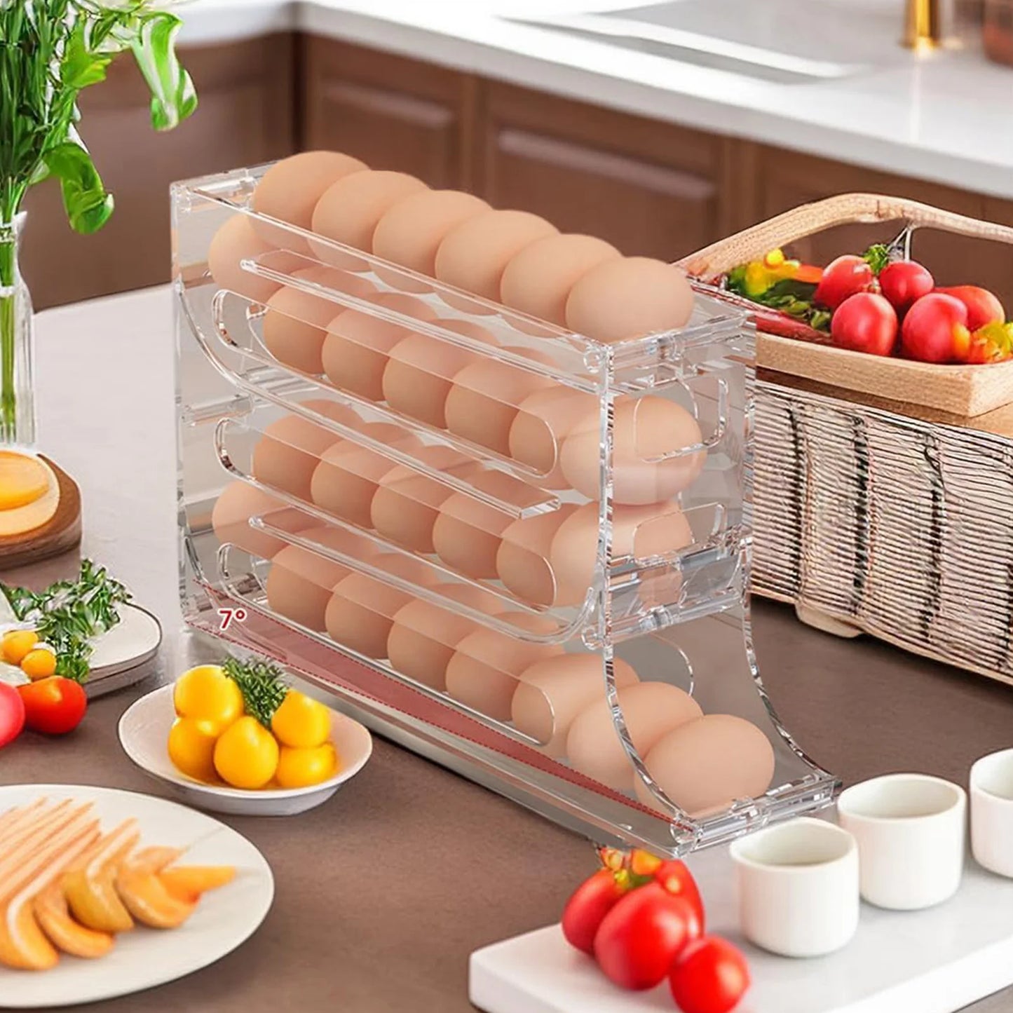 4-Tier Acrylic Egg Holder – High Capacity, Durable, and Transparent Storage Organizer for Fridge