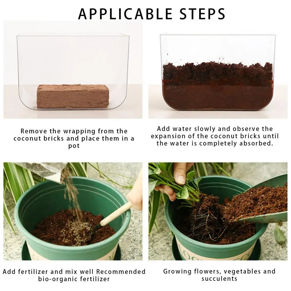 Coco Coir Brick - Compressed Coco Peat Potting Soil for Garden & Plants