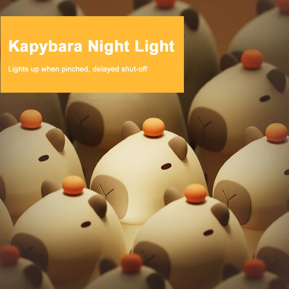 Capybara Silicone Night Light – USB Rechargeable, Touch Control