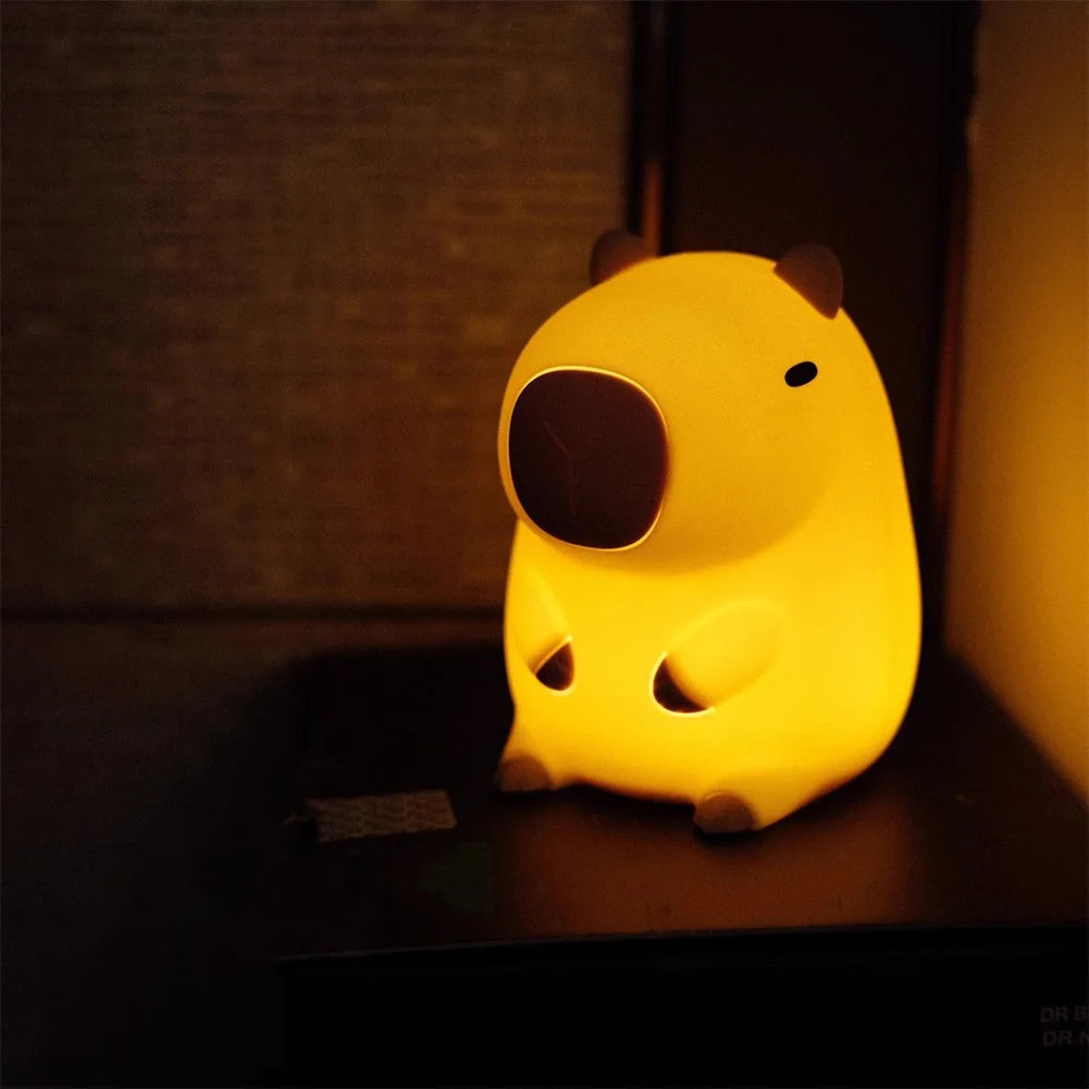 Capybara Silicone Night Light – USB Rechargeable, Touch Control