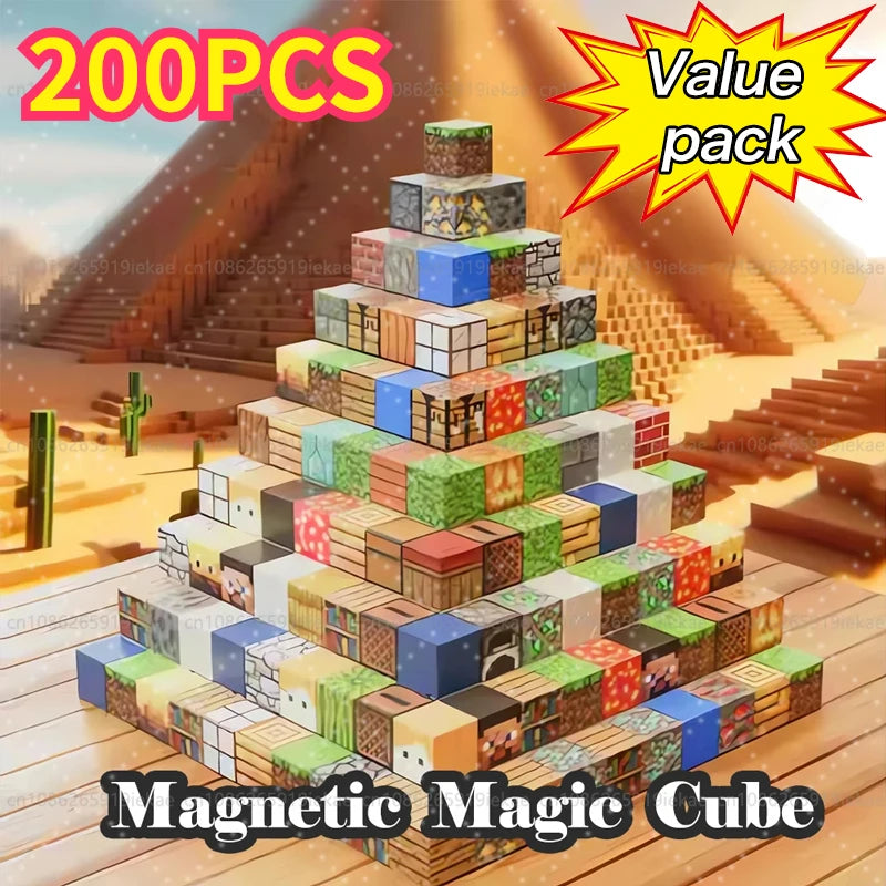 200PCS Magnetic Building Blocks - DIY Magic Cube Set for Kids & Adults