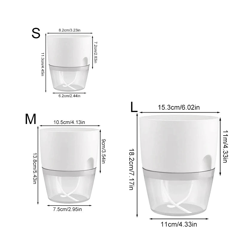 Transparent Double-Layer Self-Watering Plastic Flower Pot - Modern Hydroponic Plant Pot