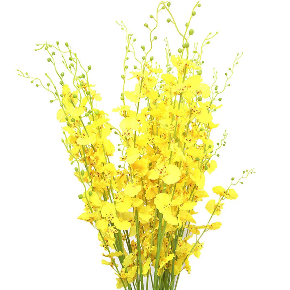 Yellow Artificial Dancing Orchid - Elegant Faux Flowers for Home & Wedding Décor