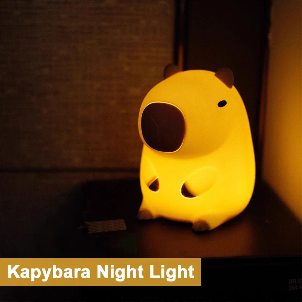 Capybara Silicone Night Light – USB Rechargeable, Touch Control