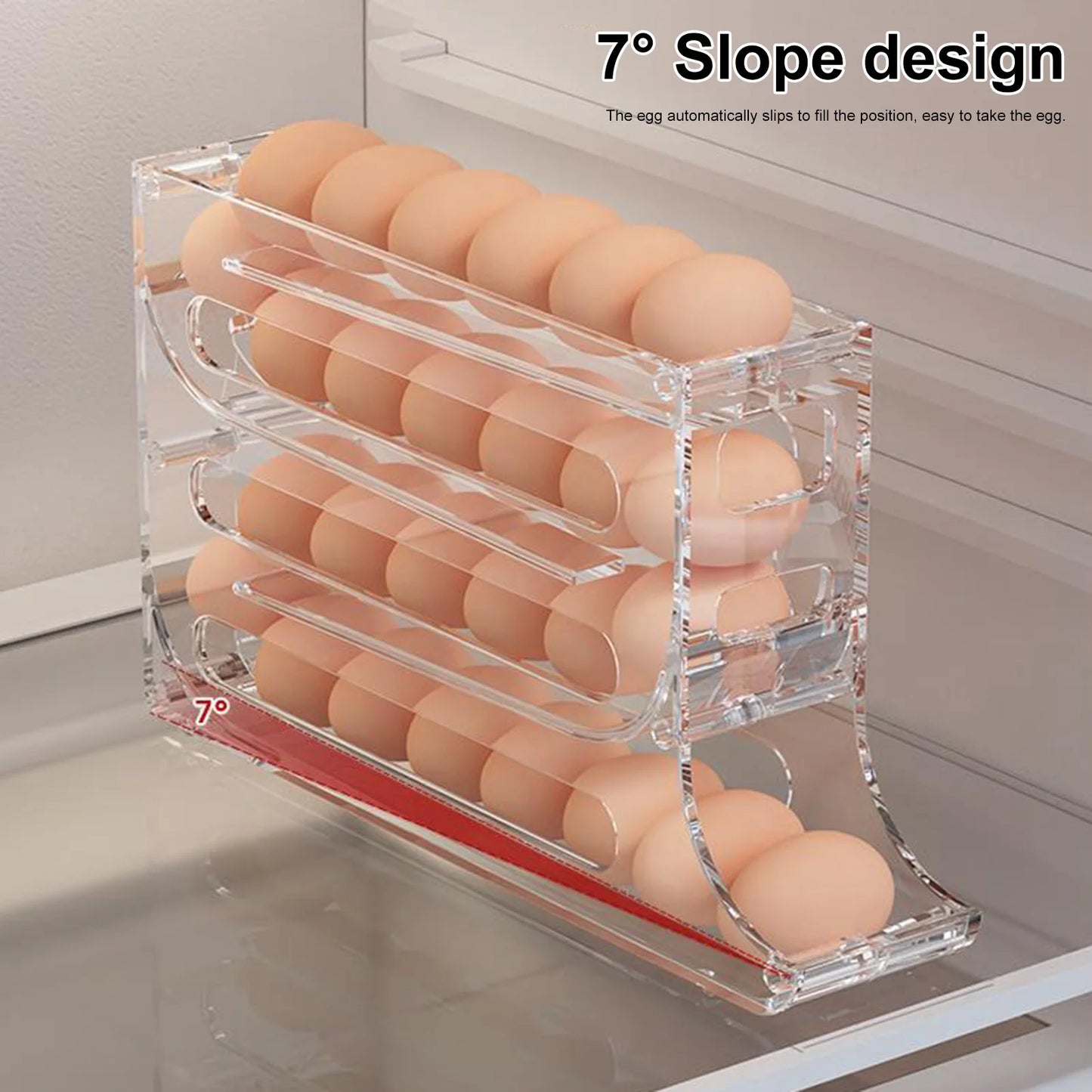 4-Tier Acrylic Egg Holder – High Capacity, Durable, and Transparent Storage Organizer for Fridge